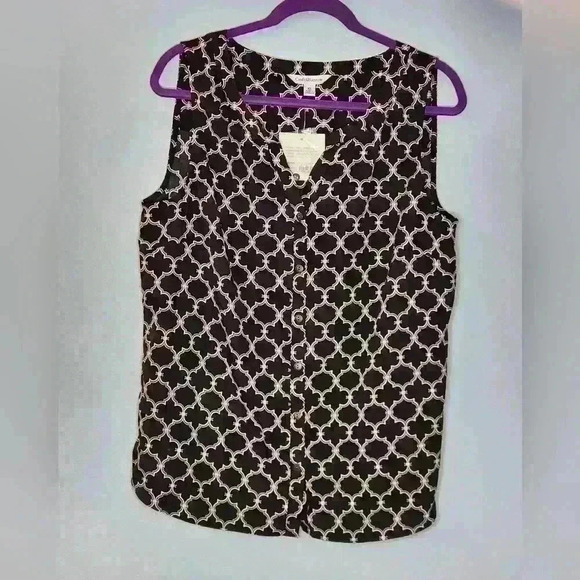 NWT Croft&Barrow women's  sleeveless  black and tan polyester blouse size XL - Picture 1 of 13